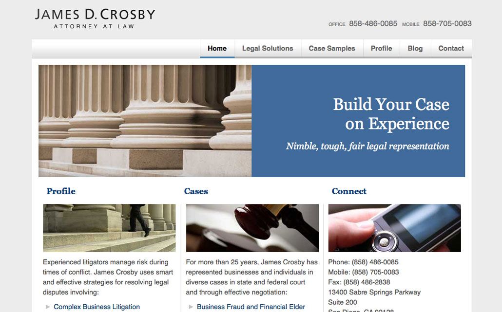 Website design and development for San Diego attorney