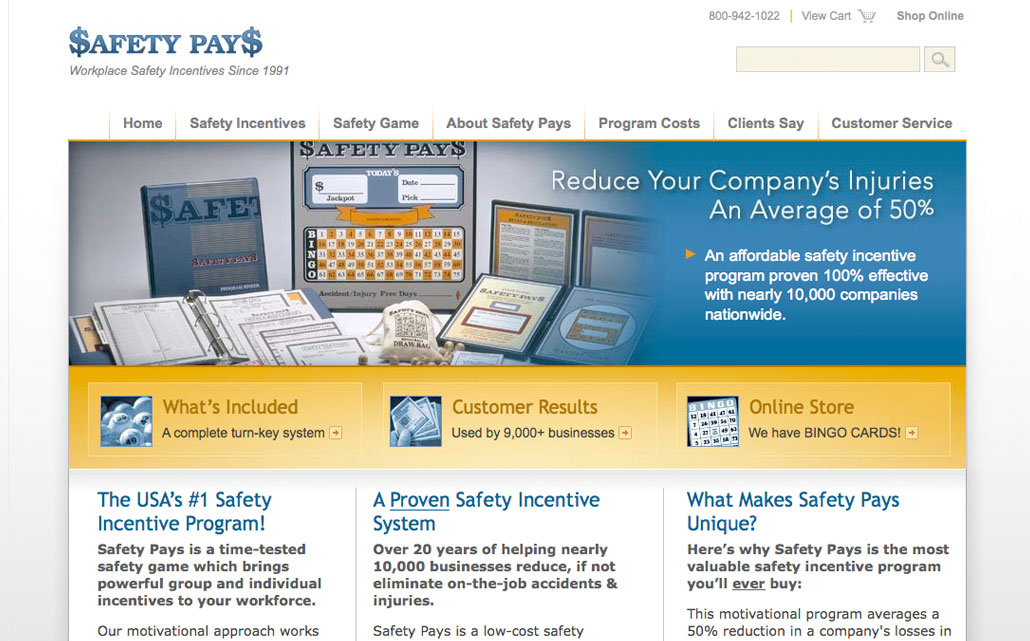 E-commerce website design and development for safety incentive game company