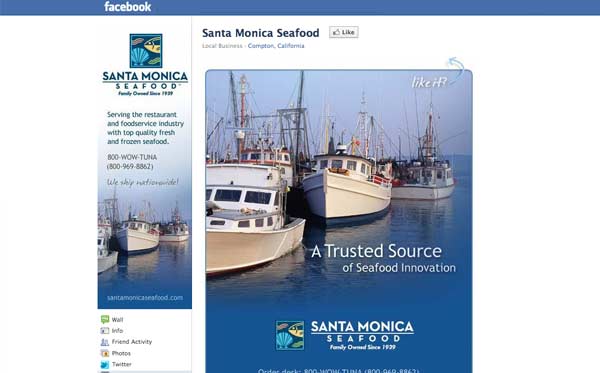 Facebook business page design for seafood distributor