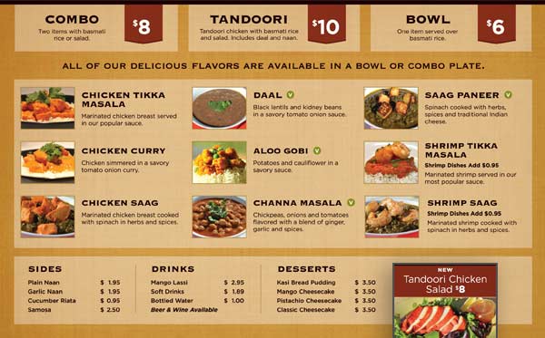 Menu board design for Indian food restaurant