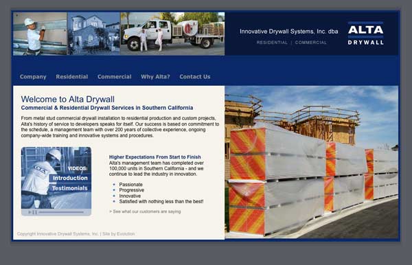 Website design and code for Escondido drywall contractor