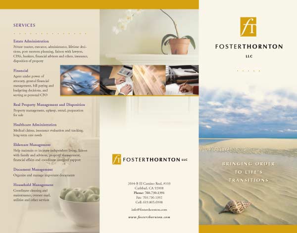 Tri-fold brochure design for San Diego fiduciary