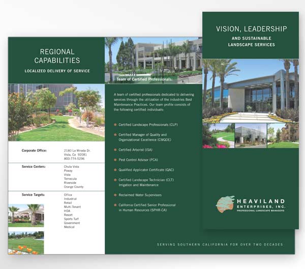 Brochure design for Vista landscape maintenance contractor