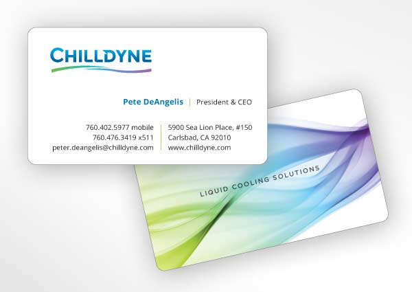 Business card design for Carlsbad engineering startup