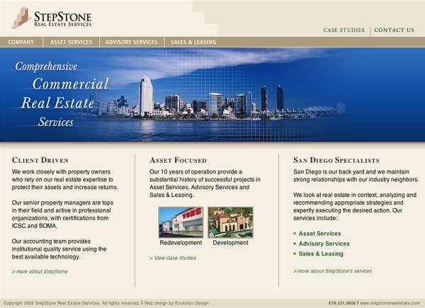 Web design for San Diego commercial real estate firm